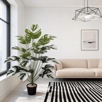 Plante artificielle Monstera Deliciosa de 90 cm avec pot, plante verte décorative d'intérieur pour la maison, l'hôtel et le restaurant