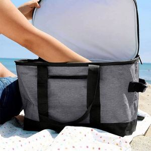 Sac isotherme pliable en polyester grande capacité, sac de pique-nique portable isolé pour la plage, pour aliments - Product Image 5