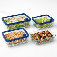 Boîte à lunch en verre borosilicate sans BPA, compatible four, avec couvercle en verre, idéale pour les nouveau-nés et l'utilisation en supermarché