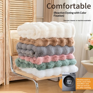 Tapis en peluche velours effet du vent couleur crème, imitation fourrure de lapin, pour chambre à coucher, chevet, salon, fenêtre en <span class=keywords><strong>baie</strong></span>, coussin de canapé - Product Image 2