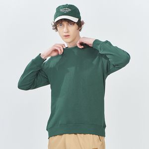 Wholesale Custom 300gsm Crew-neck Pullover Heavy Solid Color Men's Combed Cotton Sweatshirt Woven French Terry Autumn Hoodie - Product Image 3