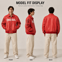 Fabricants de vestes bomber pour hommes en cuir PU, personnalisées OEM/ODM, de style streetwear, avec imprimé graphique, col à revers et fermeture éclair, manchette côtelée