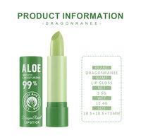 Lipstik Aloe Vera Pengubah Warna, Pelembap Tahan Lama, Tahan Air, Pengubah Warna Sesuai Suhu