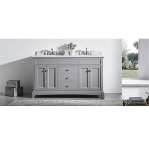 Mueble de Baño Transicional de 60 Pulgadas con Espejo de Madera y Diseño Resistente al Agua, Construcción Duradera, Lavabo Doble, Hecho en Vietnam - Product Image 2