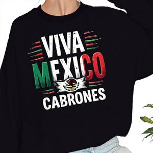 Sudadera Casual de Mujer con Estampado de Bandera Española Viva México, Tejida, 100% Poliéster - Product Image 1