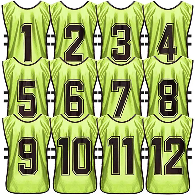ActEarlier wholesale 12 pcs 1 pack numbered sports bibs scrimmage training vest football pinnies