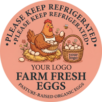 Autocollants personnalisés en vinyle imperméable avec logo, découpés à la forme, pour sceller les boîtes cadeaux, adhésifs pour œufs de poulet et de caille frais de la ferme