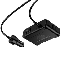 Hoco Z64 Anshun 240W Affichage numérique 3-en-1 Allume-cigare 2C + 2A Chargeur de voiture