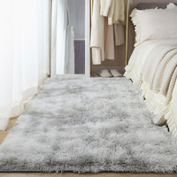 Tapis moderne personnalisable en matériaux mélangés, pelucheux, antidérapant, écologique, fin, tie-dye, avec envers en coton pour chambre à coucher