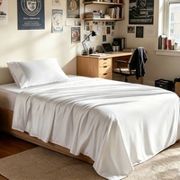 Parure de draps 4 pièces Queen en coton uni moderne, écologique, 400 fils, respirante toutes saisons, résistante aux plis pour la maison