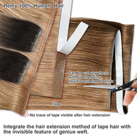 Extensions de cheveux à bandes adhésives Genius Weft invisibles, 100% cheveux humains vierges Remy