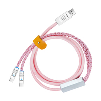 Câble de charge rapide 2-en-1 tressé USB vers Type C + 8 broches pour iPhone 16 15 14 13, câble de charge rapide PD 2-en-1 100W 27W, câble de données