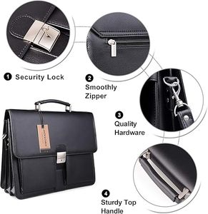 Maletín de Cuero PU Duradero Personalizado OEM, Maletín para Portátil de 15 Pulgadas, Maletín de Negocios para Oficina, Estilo Mensajero Tradicional, para <span class=keywords><strong>Abogados</strong></span> - Product Image 6