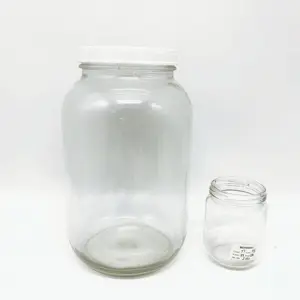Hot Koop 1 Gallon 4L Grote Ronde Glazen Opslag Jar Augurk Glazen Pot Met Plastic Deksel