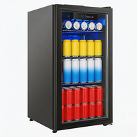 Réfrigérateur vitrine sous comptoir en acier inoxydable 304 avec poignée, pour bière et vin, alimentation de secours par batterie, température constante électronique