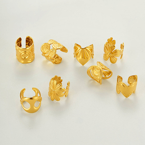 Hengsen Meilleures ventes Manchette d'oreille non-percée en acier inoxydable, motif fleur et cœur, plaqué or, pour <span class=keywords><strong>tragus</strong></span>, cartilage et hélix, clips d'oreille - Product Image 4