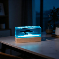 Lampe de table LED en résine en forme de mini baleine, avec USB, thème marin, lumière de nuit iceberg, souvenir de plage, cadeau d'anniversaire, vente en gros