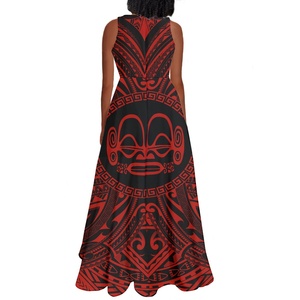 De moda de verano vestido sin mangas O cuello de noche elegante vestido tradicional <span class=keywords><strong>Marquesas</strong></span> patrón barato vestido de <span class=keywords><strong>las</strong></span> mujeres ocasionales nuevo personalizado - Product Image 4