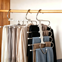 Effizienter 6-stufiger Hosenhalter mit stabiler Doppelhaken-Unterstützung und rutschfesten, mattierten Stangen für Kleiderschrank-Organisation