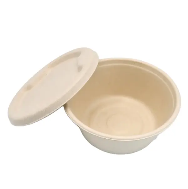 생분해 성 그릇 용기 설탕 지팡이 Bagasse PET PLA 뚜껑이있는 30 온스 원형 샐러드 그릇