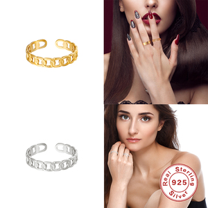 Bague de doigt creuse à chaîne torsadée ROXI, bijoux fantaisie pour femmes, vente en gros, bague géométrique - Product Image 5