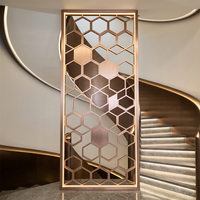 Paravent décoratif en acier inoxydable doré, motif en arc découpé au laser, séparateur de pièce, design incurvé, panneau pour hall d'hôtel