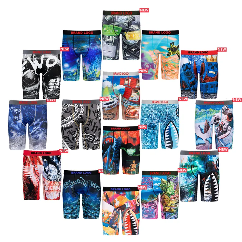 2023 Summer Best Selling Popular E-brand Print Oem Men Customized Beach Surf Boxers Shorts Mens Underwear