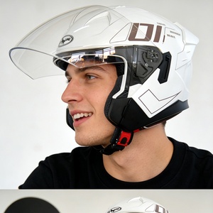 Casque de moto ouvert anti-buée XL avec double visière et double lentille, toutes saisons, en ABS, nouveau modèle avec haut-parleur, noir - Product Image 6