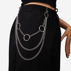 Chaîne de taille multicouche en métal Yueli, style géométrique Hip Hop Punk, en alliage de zinc, pour usage quotidien, chaîne de corps tendance - Product Image 1