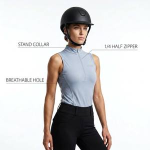 Haut de base équestre sans manches pour femme, col montant, fermeture éclair 1/4, en viscose, anti-humidité, respirant, de luxe, professionnel, pour l'équitation - Product Image 1