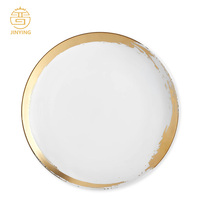 Assiettes de Luxe Style Nordique à Bord Doré, Vaisselle et Services de Table en Céramique pour Mariage, Fête et Location