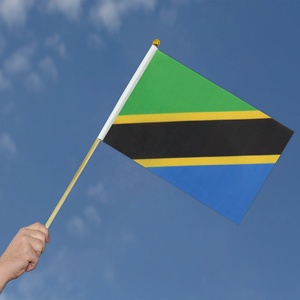 Bandera agitada a mano de poste de madera de Tanzania de gran oferta de fábrica 2024 para vacaciones generales - Product Image 5