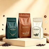 Sachet de café en aluminium thermoscellable avec fermeture éclair et valve, qualité alimentaire, pochette verticale pour acheteurs en gros et marques