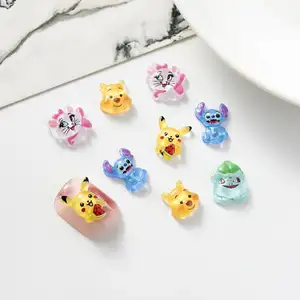 Hot Sale Cute Cartoon Accessories Pikachu Doll Diy nail accessories Nail Charms Nail Art 3d Kawaii Rhinestone