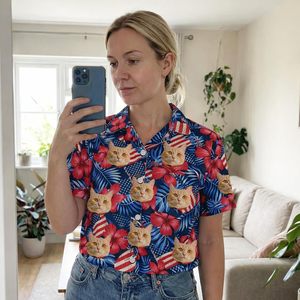 Camisa Hawaiana Personalizada con Foto, Blusa de Mujer con Botones, Estampado Floral Tropical para la Playa - Product Image 2