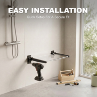 Banc de douche mural en acrylique design, siège de douche rabattable, chaise de sécurité de luxe pour salle de bain, design gain de place