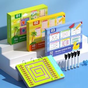 Cahier d'activités Montessori effaçable en gros, populaire, réutilisable, pour l'apprentissage du contrôle du crayon, en forme <span class=keywords><strong>de</strong></span> livre, jouet éducatif - Product Image 3