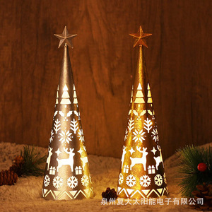 Christmas <b>Tree</b> Table Lamp Metal Die Cutting <b>Led</b> Light Battery Powered Decor For Holiday Party Wedding - Product Image 1