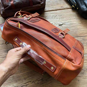 Sac à dos pour ordinateur portable en cuir Marron Café Noir Unisexe Bretelles durables Couleur unie Loisirs Voyage Hiver 2023 - Product Image 2