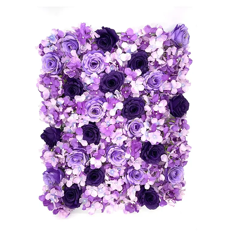 Paneles de flores artificiales de color rosa púrpura, <span class=keywords><strong>decoración</strong></span> de pared para fiesta de boda, DFK0013