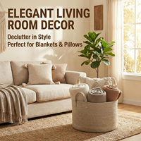 Panier de rangement pour couvertures de grande capacité 65L de haute qualité, en corde de coton tressée, pour organiser le linge, panier pour bébé avec poignée