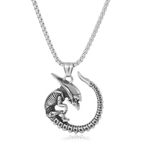 Pendentif animalier thématique yunnique en alliage de zinc, couleur acier, chaîne de 60 cm, bijoux de mode - Product Image 1