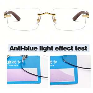 Gafas de Sol Cuadradas Sin Montura con Logotipo Personalizado 2025, de Lujo para Hombre y Mujer, con Cambio de Color, con Textura de Madera, Fotocromáticas, Anti Luz Azul - Product Image 3