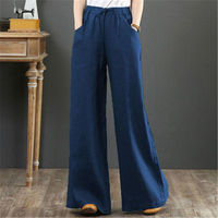 Pantalon Palazo personnalisé pour femmes Loisirs à la mode pour femmes Automne pantalon en lin grande taille jambe large ample