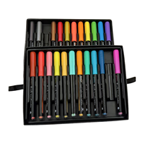 24 Couleurs – Marqueurs Acryliques Métalliques et Basiques – Peinture Acrylique Liquide – Pointe Pinceau Souple – Coffret Cadeau pour Art sur Roche, Toile, Bricolage et Artisanat
