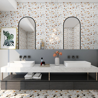 Carreaux muraux en céramique tout-porcelaine à motifs ondulés mats 300x600mm, style terrazzo, pour cuisine et salle de bain nordiques, carreaux de sol Macaron antidérapants