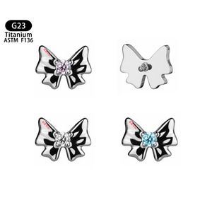 Boucles d'oreilles en titane G23 avec incrustation de zircon pour clous d'oreilles et bijoux de piercing des lèvres ASTM F136 - Product Image 5