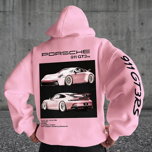 Sweat-shirt à capuche pour homme rose avec logo imprimé au dos, coupe classique, imprimé numérique, idéal pour l'automne - Product Image 3