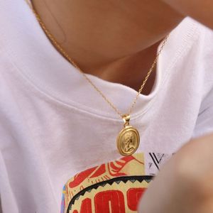 قلادة Chris April متوفرة في المخزون من الفضة الإسترلينية بتصميم عتيق وبسيط مطلية بالذهب قلادة بدلاية عملة حجاب - Product Image 5