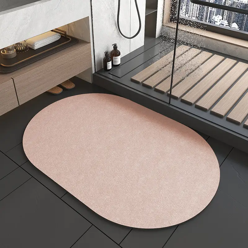 Tabletex Solid Color Bathroom Mat Anti-slip Absorbent Quick-drying Door Mats Simple Design Shower Room Mat Carpet
